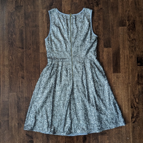 Issi Silver Sequined Fit and Flare Dress Size Small/Medium - Picture 2 of 5